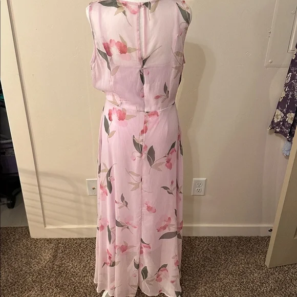 Calvin Klein Pink Floral High-Low Chiffon Dress - Picture 2 of 3